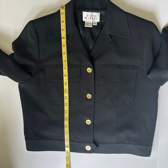 David Warren Blazer Jacket Gold Button Collared V Black Women's 6 Career Office - Picture 11 of 11